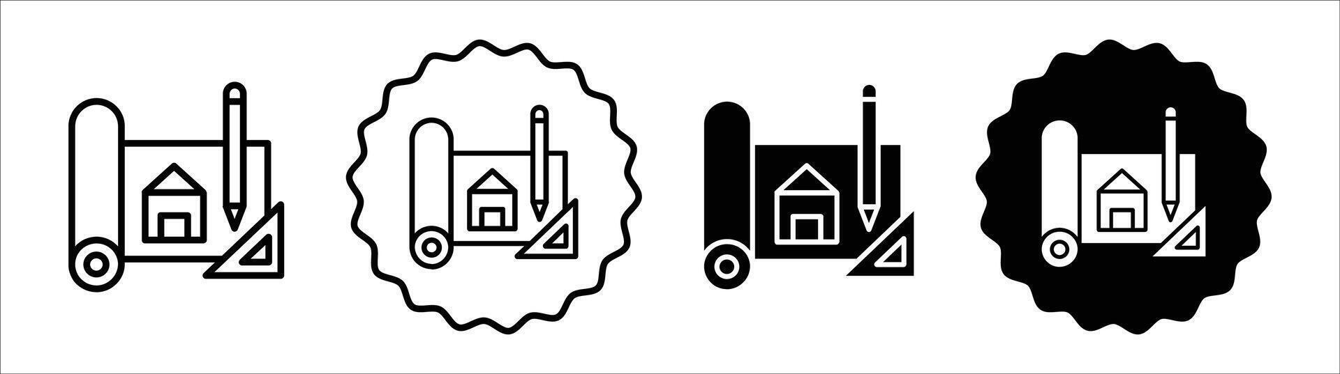 Construction plan icon set collection. Construction plan Outline flat Icon. vector