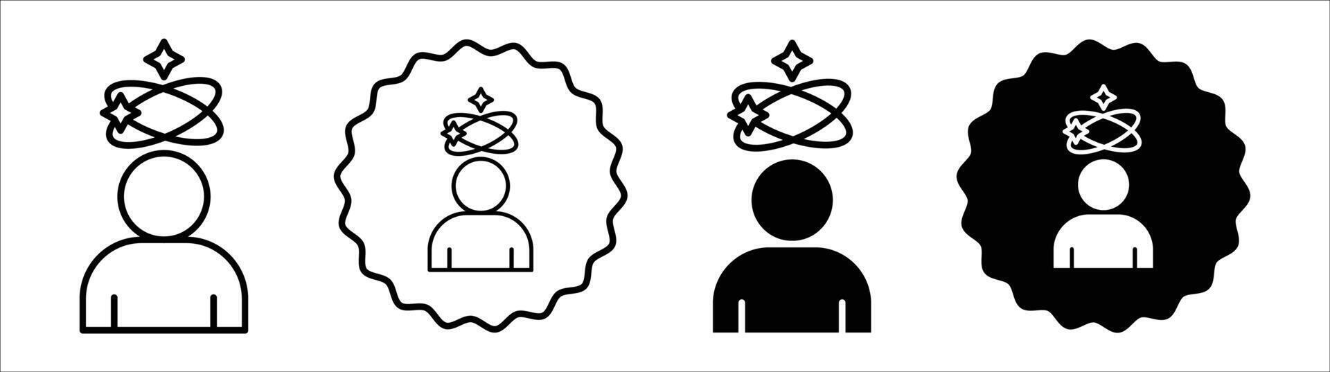 Dizziness icon set collection. Dizziness Outline flat Icon. vector