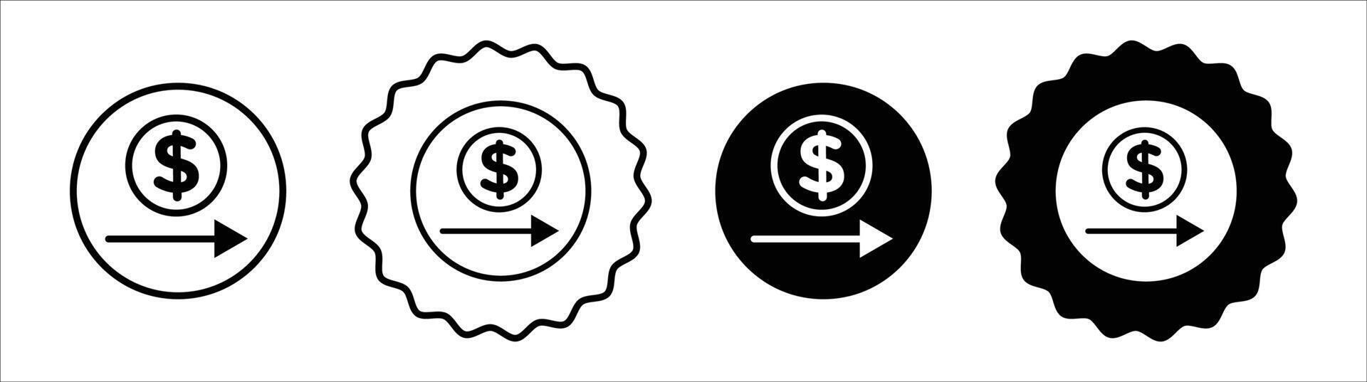 Dollar rate increase icon set collection. Dollar rate increase Outline flat Icon. vector