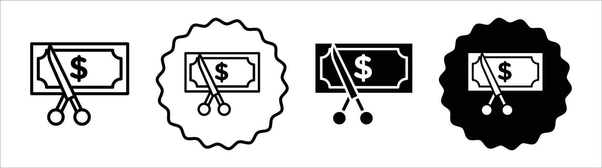 Cost cutting icon set collection. Cost cutting Outline flat Icon. vector