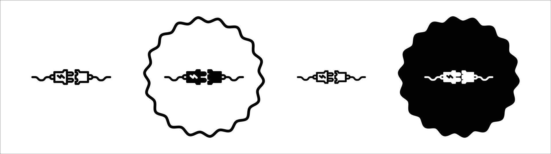 Electric plug icon set collection. Electric plug Outline flat Icon. vector