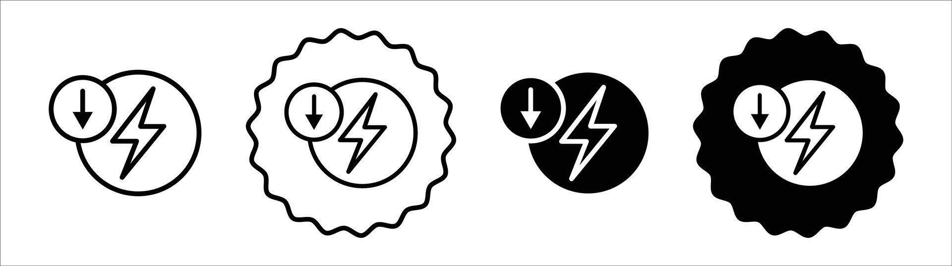 Energy reduction icon set collection. Energy reduction Outline flat Icon. vector