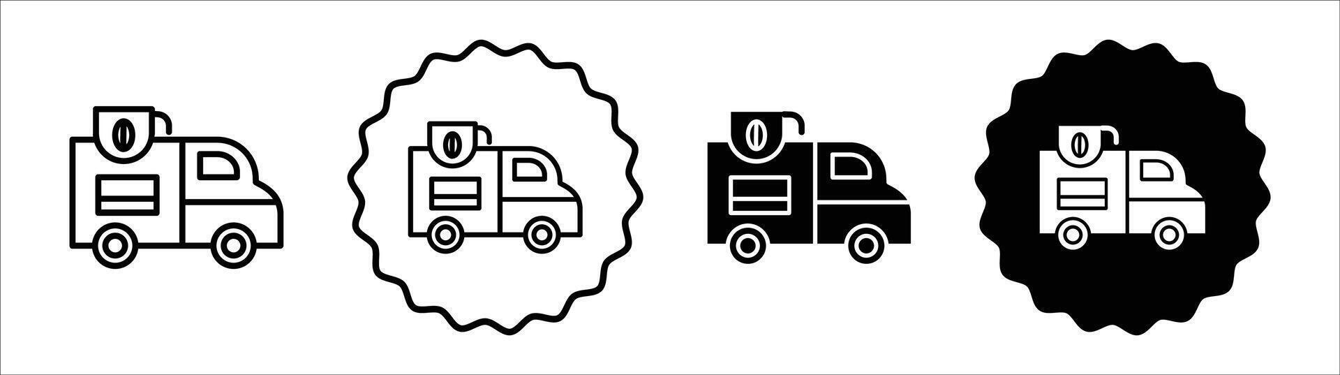 Coffee truck icon set collection. Coffee truck Outline flat Icon. vector