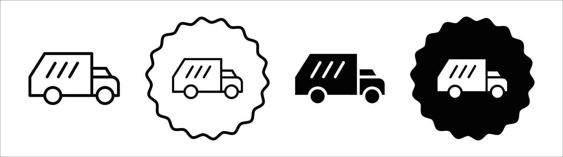 Garbage truck icon set collection. Garbage truck Outline flat Icon. vector