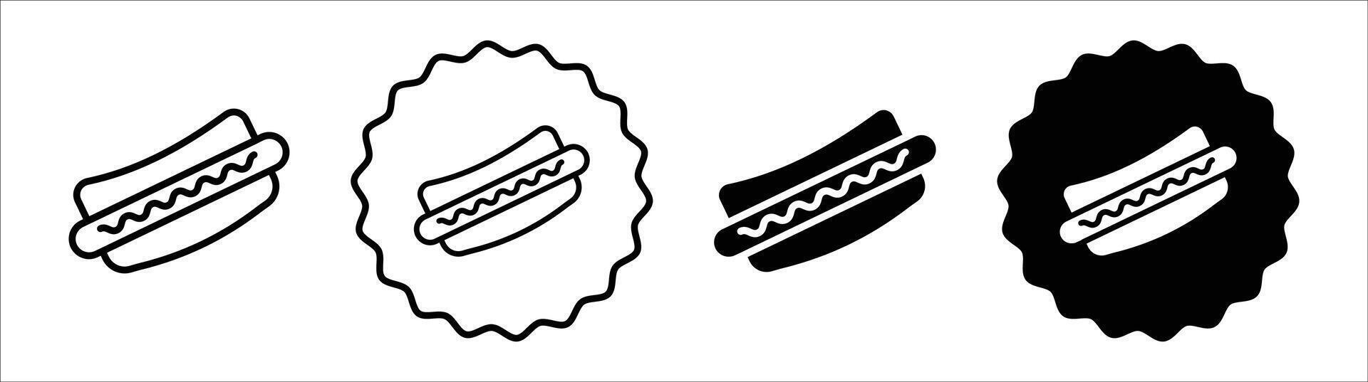 Hot dog icon set collection. Hot dog Outline flat Icon. vector