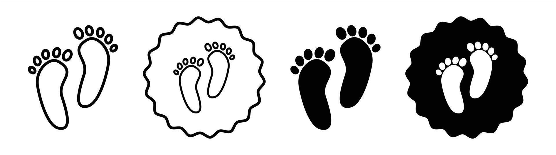 Footprint icon set collection. Footprint Outline flat Icon. vector