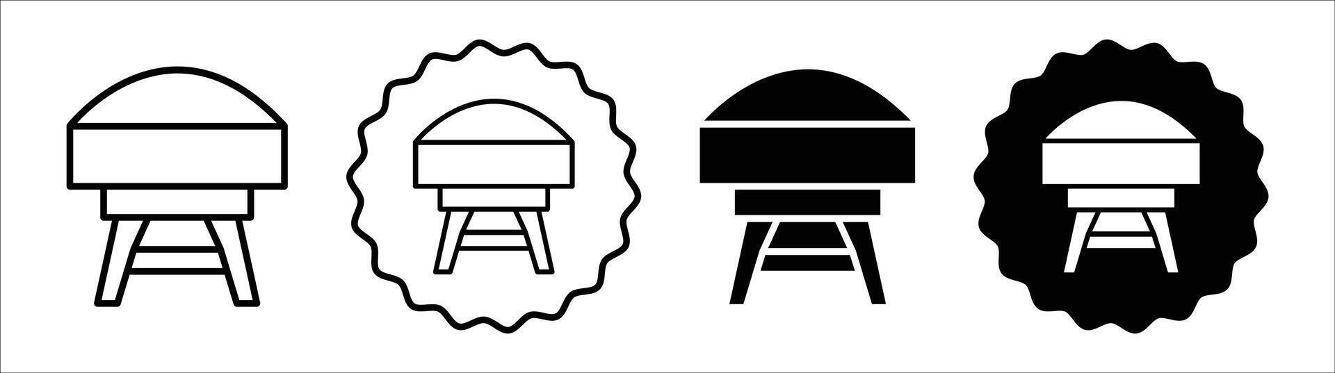 Footstool icon set collection. Footstool Outline flat Icon. vector