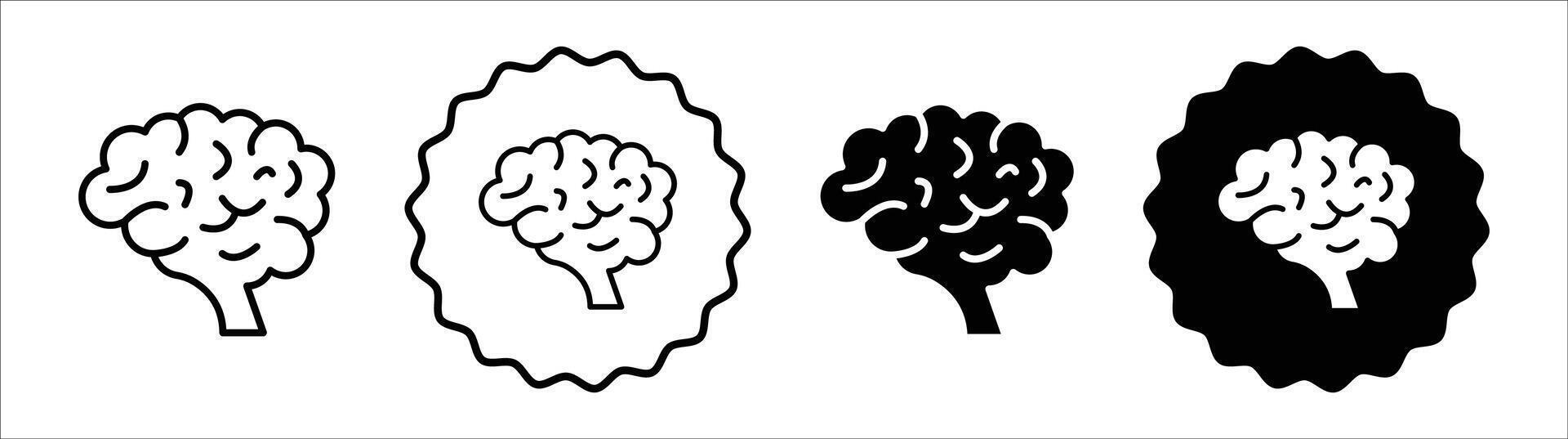 Human brain icon set collection. Human brain Outline flat Icon. vector