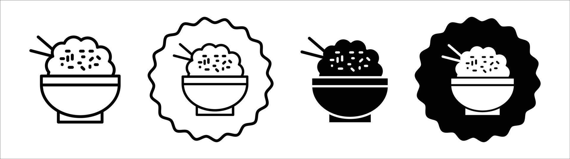 Fried Rice icon set collection. Fried Rice Outline flat Icon. vector
