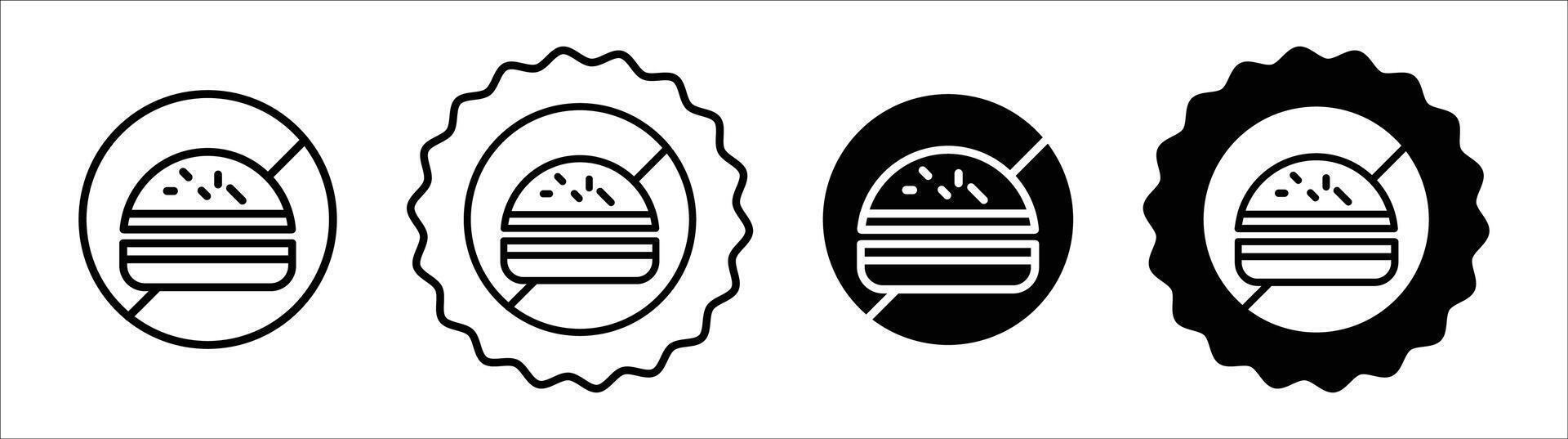 Forbidden burger icon set collection. Forbidden burger Outline flat Icon. vector