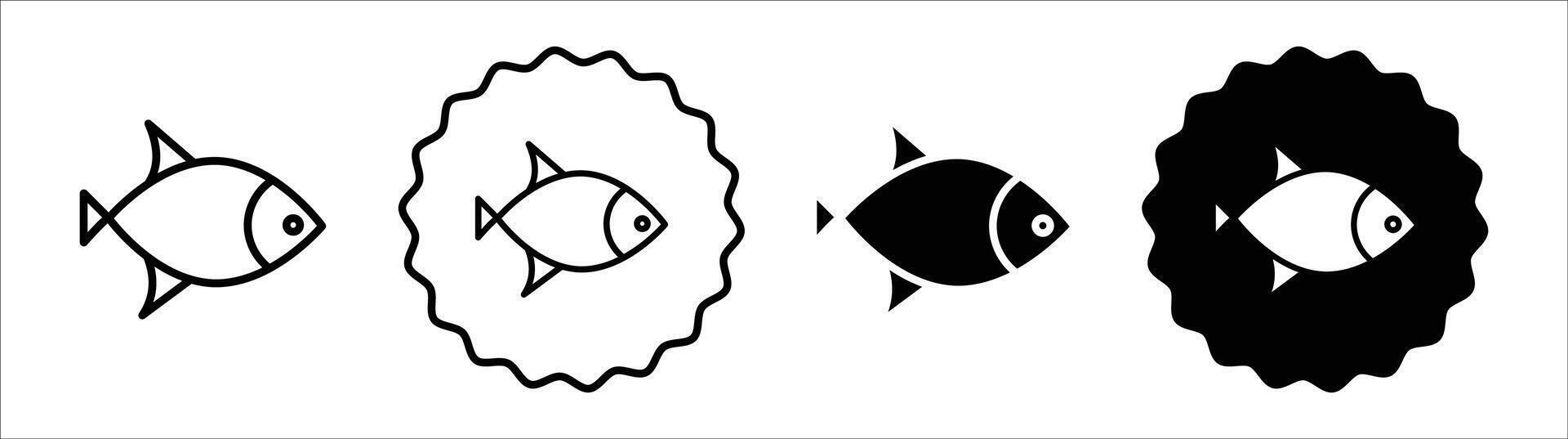 Fish icon set collection. Fish Outline flat Icon. vector