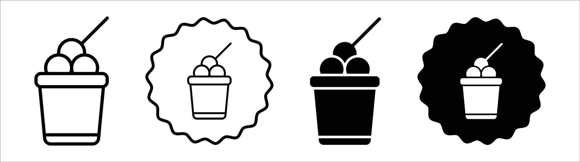 Ice cream icon set collection. Ice cream Outline flat Icon. vector