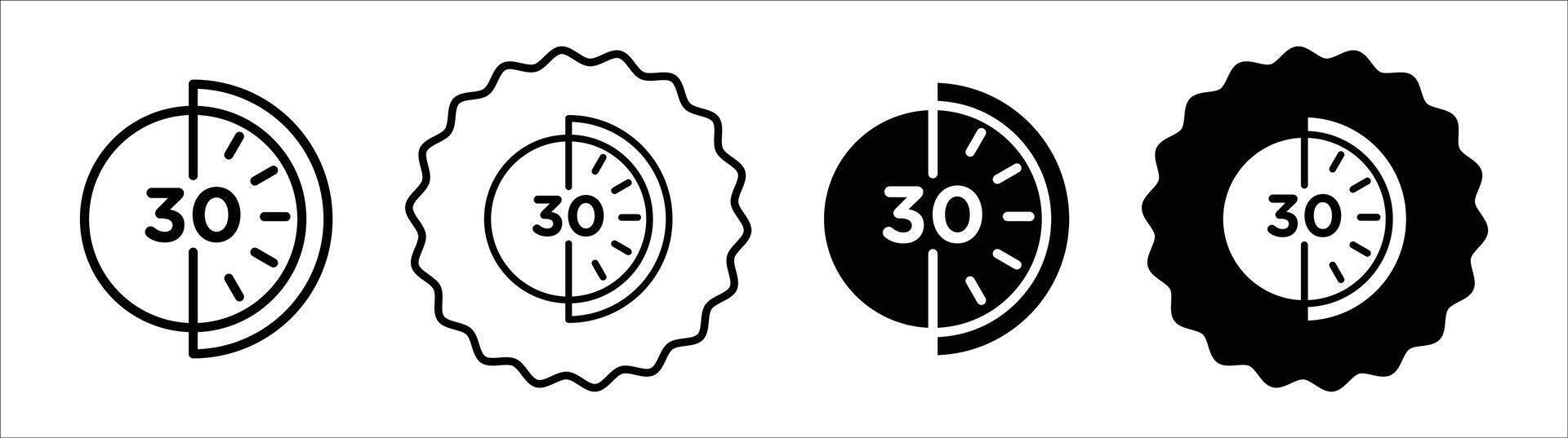 Half hour icon set collection. Half hour Outline flat Icon. vector