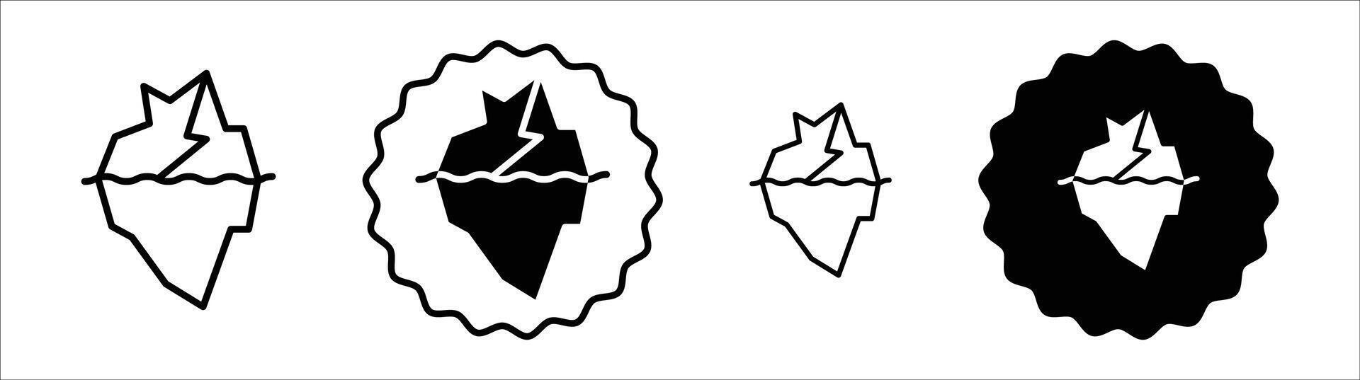 Iceberg icon set collection. Iceberg Outline flat Icon. vector