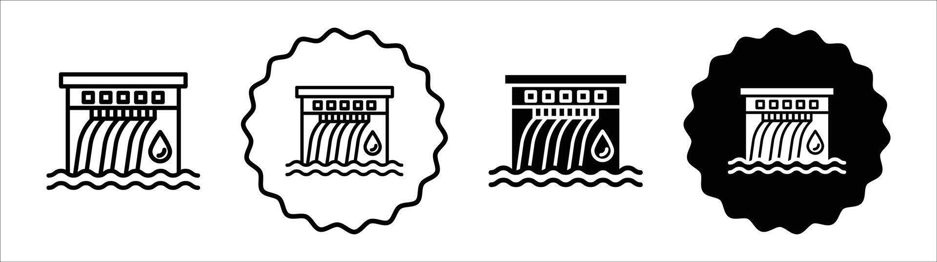 Hydroelectric power plant icon set collection. Hydroelectric power plant Outline flat Icon. vector