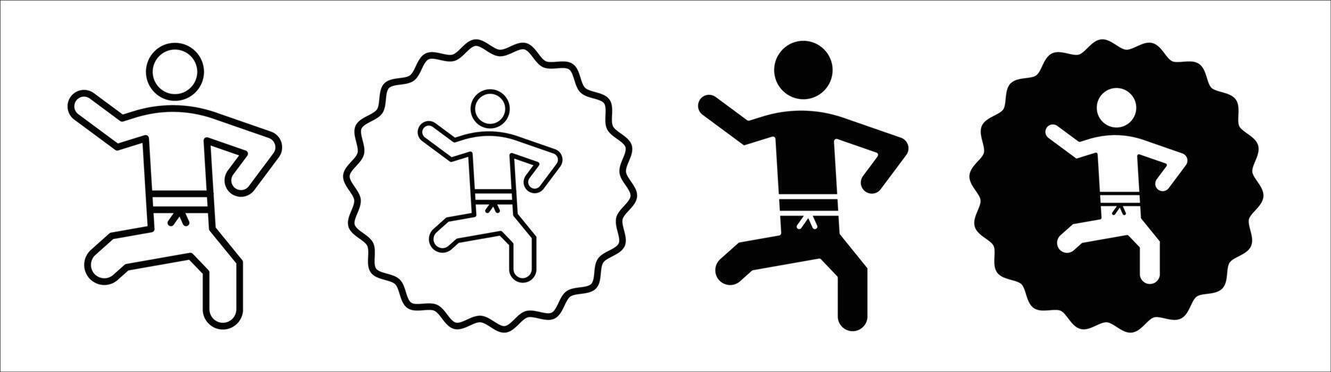 Karate fighter icon set collection. Karate fighter Outline flat Icon. vector