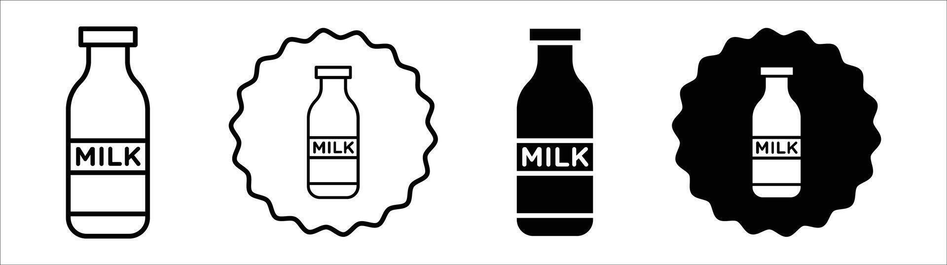 Milk bottle icon set collection. Milk bottle Outline flat Icon. vector