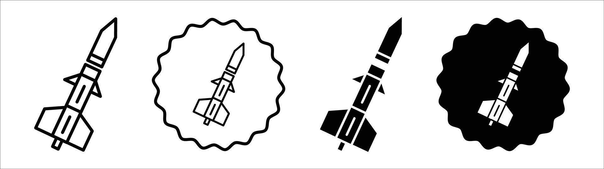 Missile icon set collection. Missile Outline flat Icon. vector