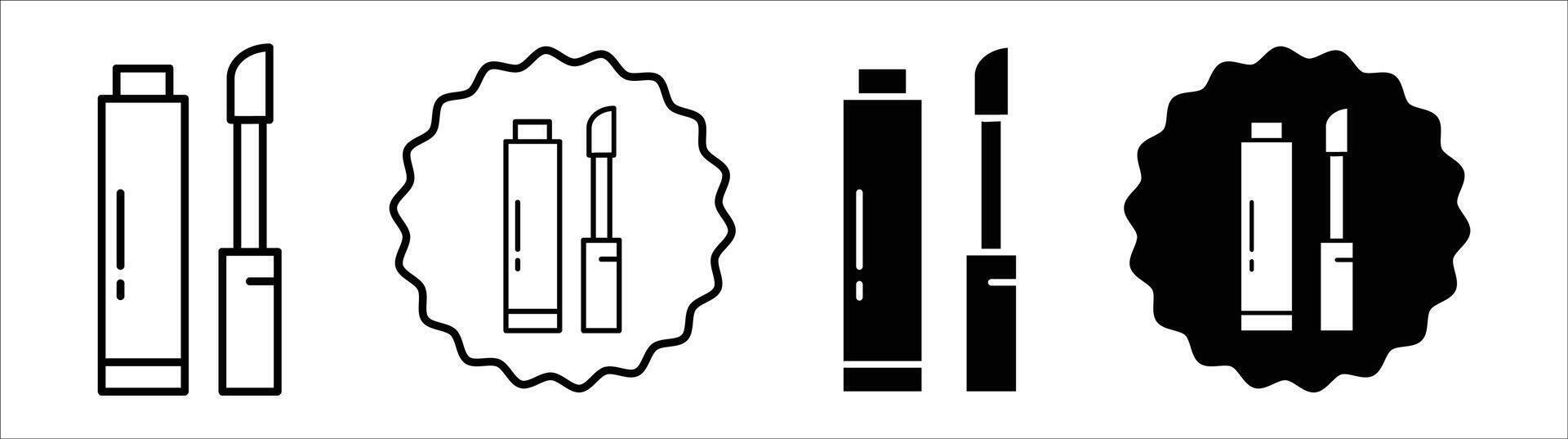 Lip gloss icon set collection. Lip gloss Outline flat Icon. vector