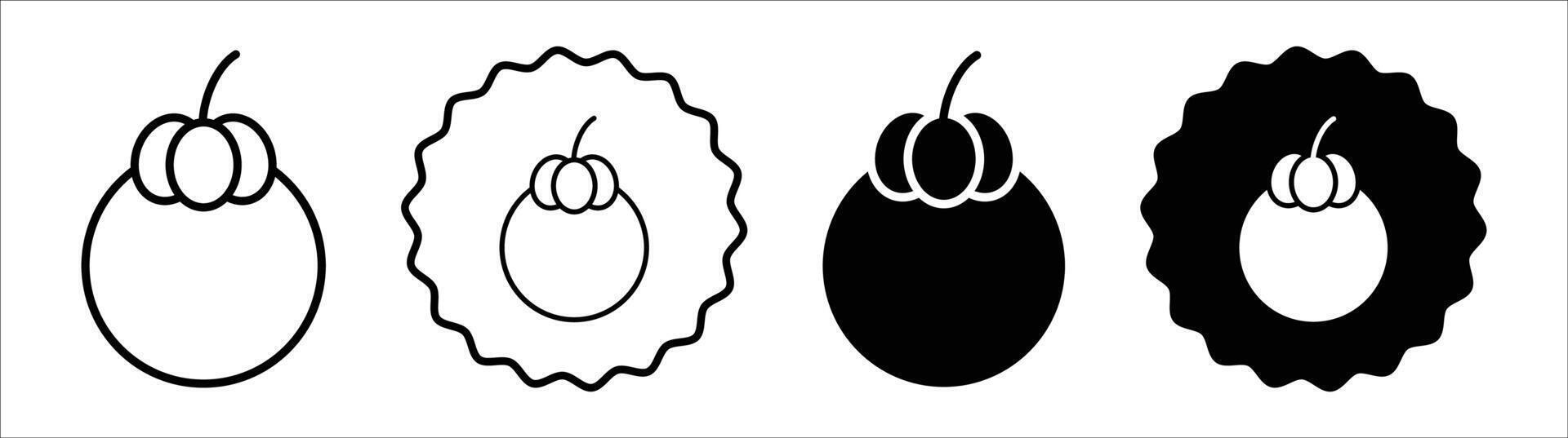 Mangosteen icon set collection. Mangosteen Outline flat Icon. vector