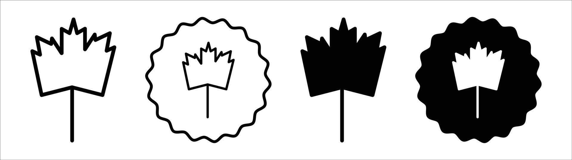 Maple leaf icon set collection. Maple leaf Outline flat Icon. vector