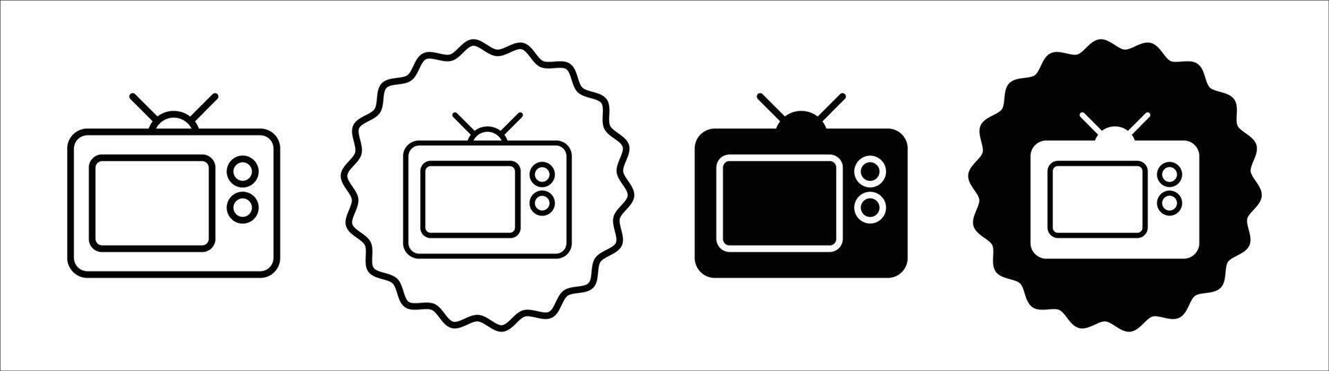 Old TV icon set collection. Old TV Outline flat Icon. vector