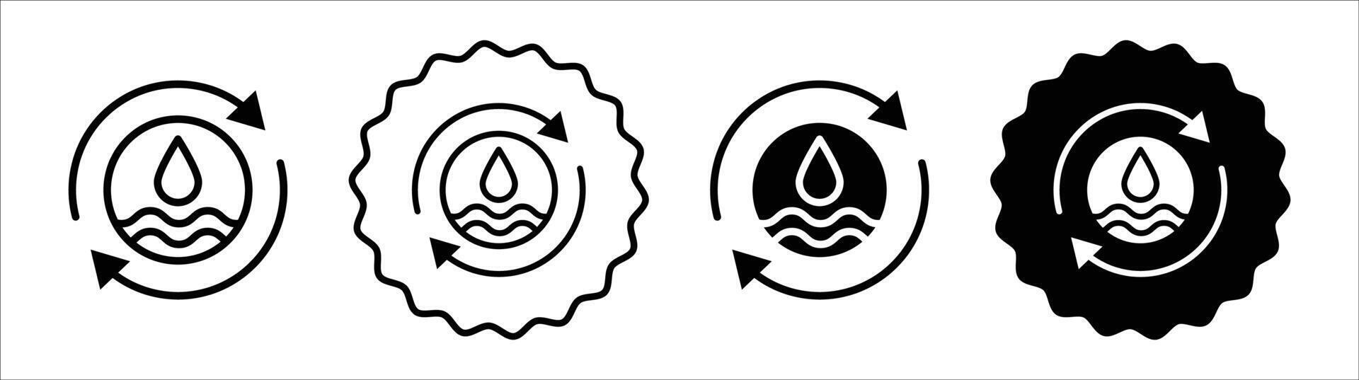Recycle water icon set collection. Recycle water Outline flat Icon. vector