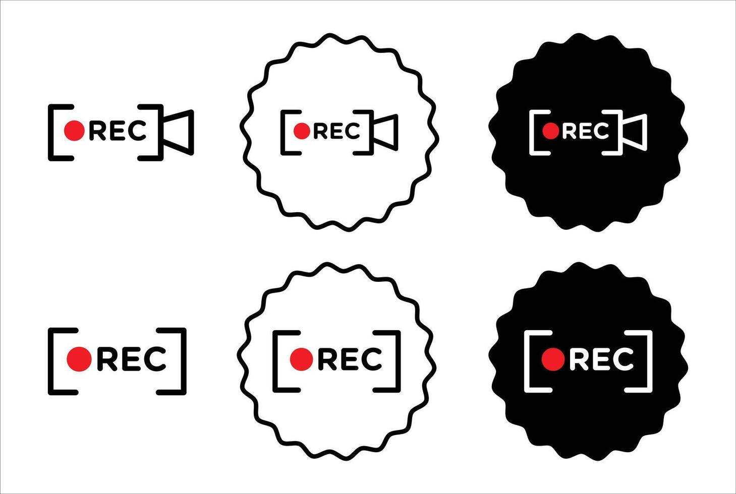 Recording icon set collection. Recording Outline flat Icon. vector