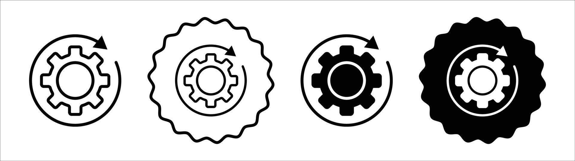 Recovery gear icon set collection. Recovery gear Outline flat Icon. vector