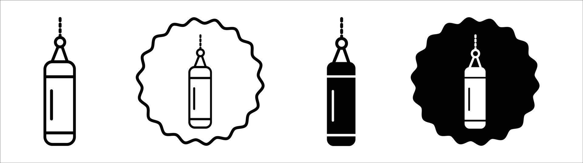 Punching bag icon set collection. Punching bag Outline flat Icon. vector