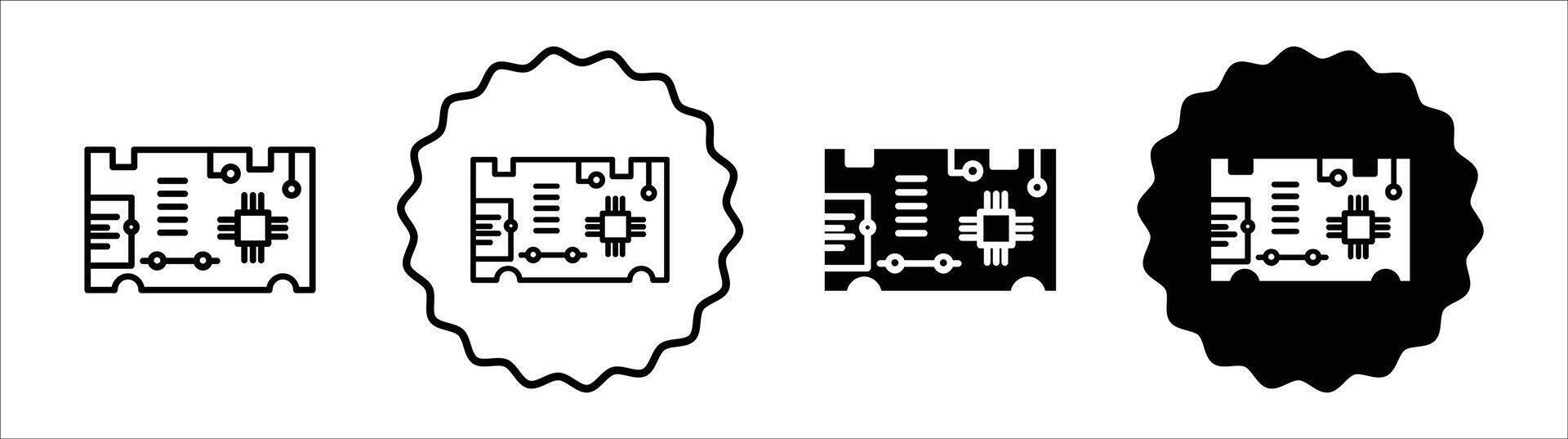 PCB icon set collection. PCB Outline flat Icon. vector