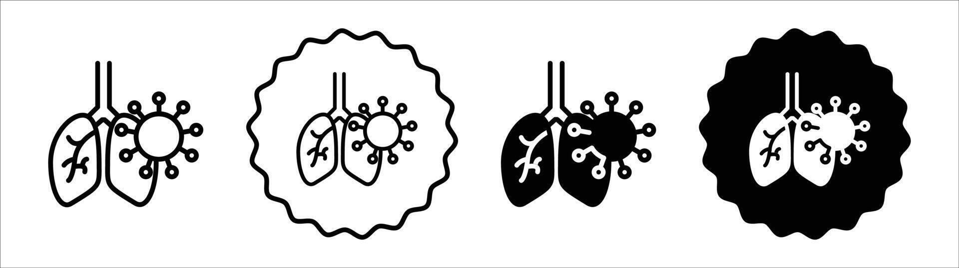 Pneumonia bacterium icon set collection for web vector
