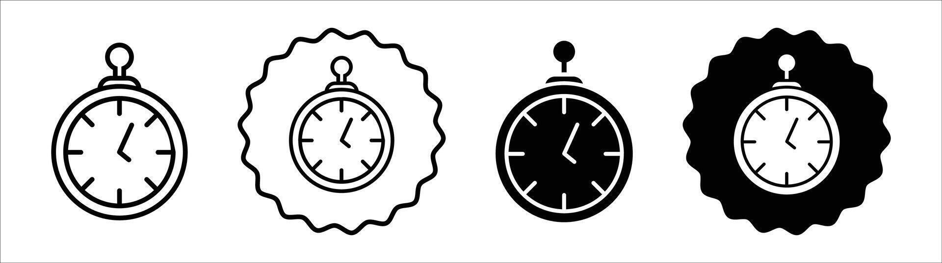 Pocket watch icon set collection. Pocket watch Outline flat Icon. vector