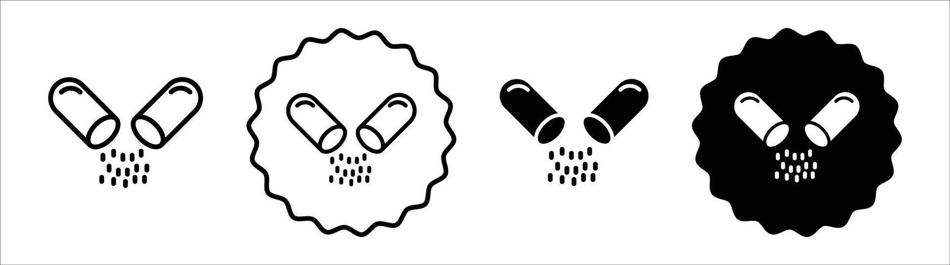 Pharmaceutical capsule icon set collection. Pharmaceutical capsule Outline flat Icon. vector