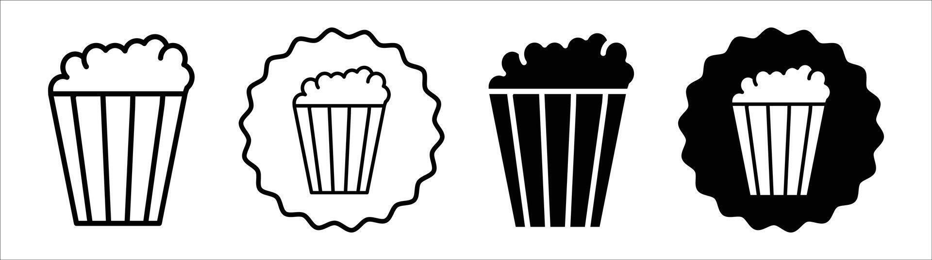 Popcorn icon set collection. Popcorn Outline flat Icon. vector