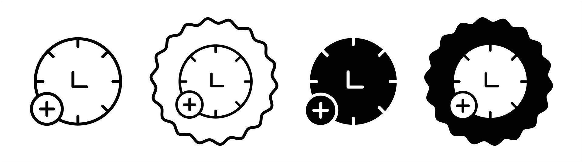 Plus hours icon set collection. Plus hours Outline flat Icon. vector