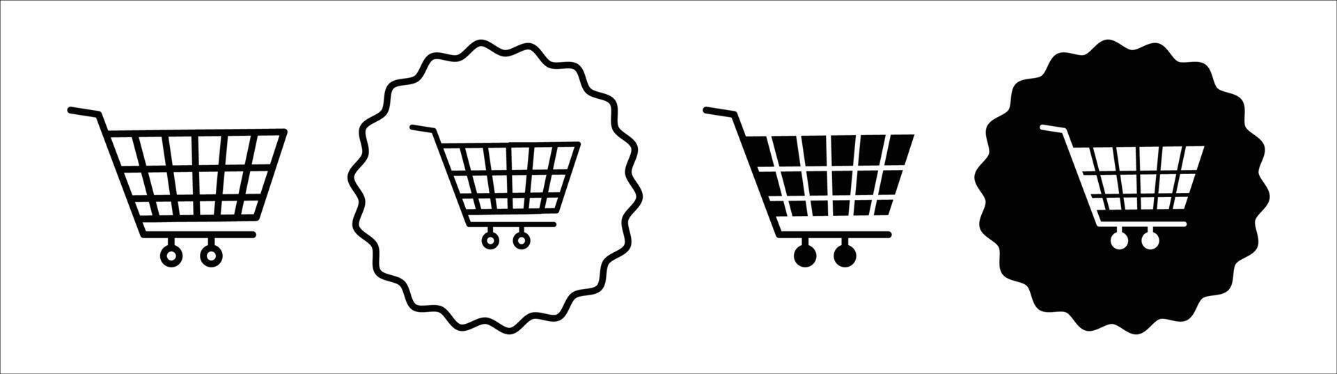 Shopping cart icon set collection. Shopping cart Outline flat Icon. vector