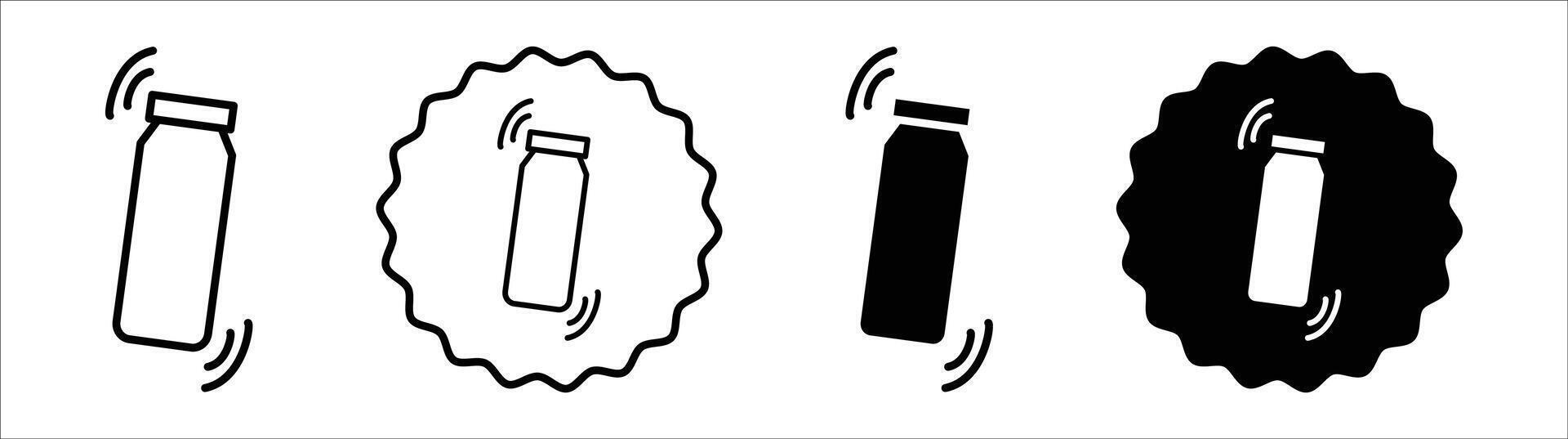 Shake well icon set collection. Shake well Outline flat Icon. vector