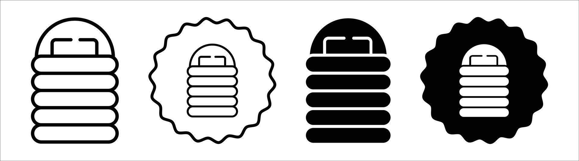 Sleeping bag icon set collection. Sleeping bag Outline flat Icon. vector