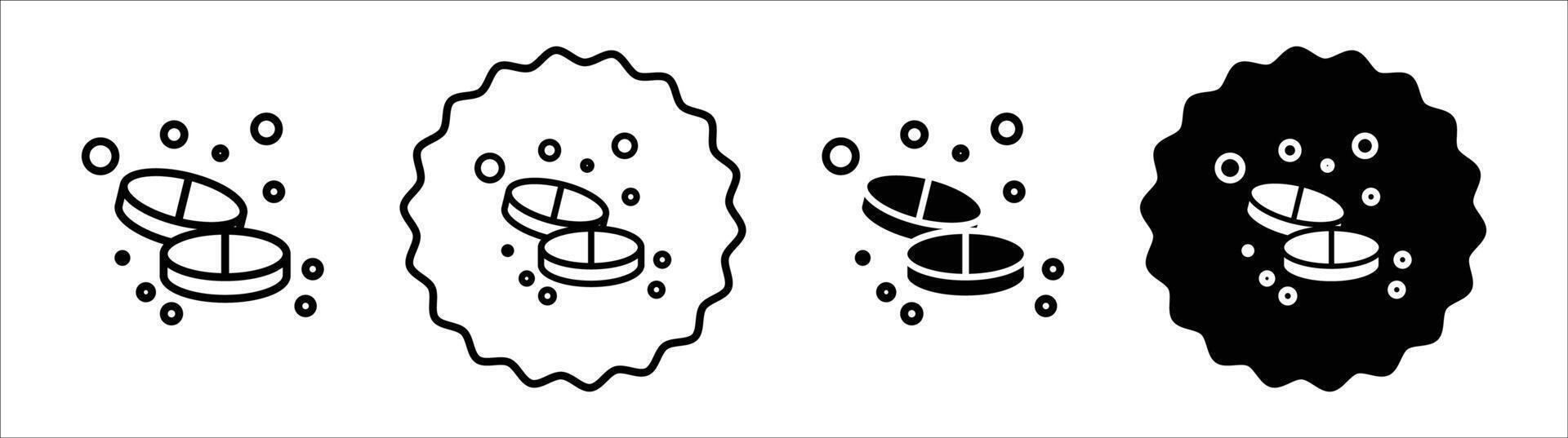 Soluble tablet icon set collection. Soluble tablet Outline flat Icon. vector