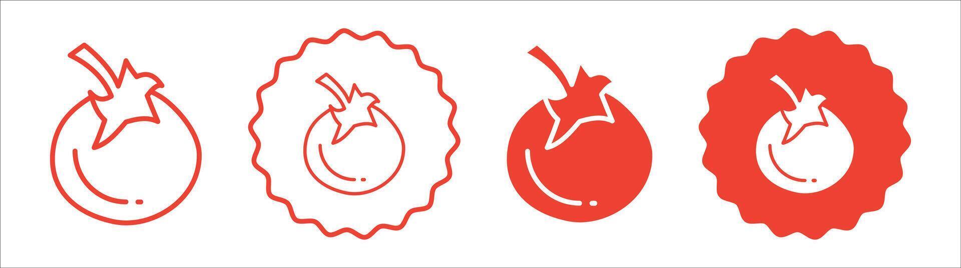 Tomato icon set collection. Tomato Outline flat Icon. vector