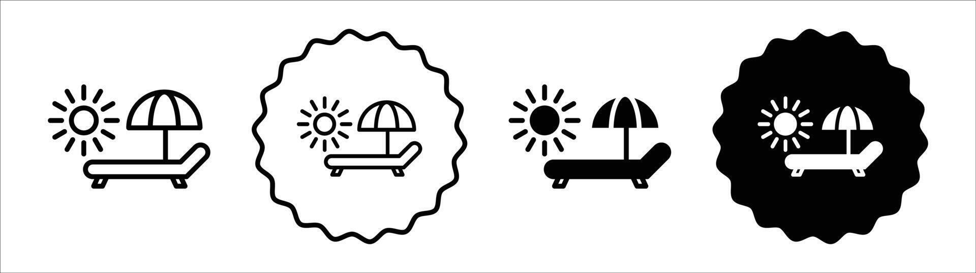 Sunbed icon set collection. Sunbed Outline flat Icon. vector