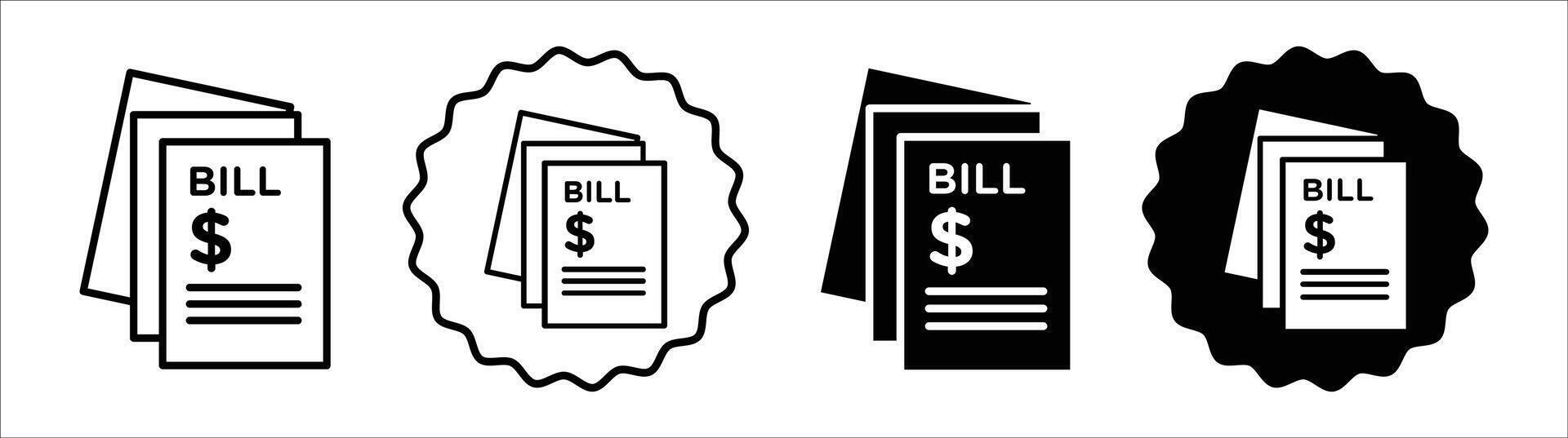 Stack of bills icon set collection. Stack of bills Outline flat Icon. vector