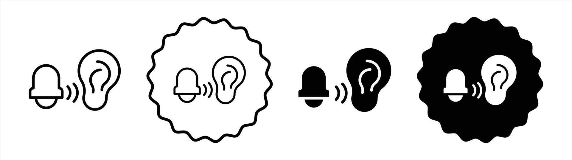 Tinnitus awareness icon set collection. Tinnitus awareness Outline flat Icon. vector