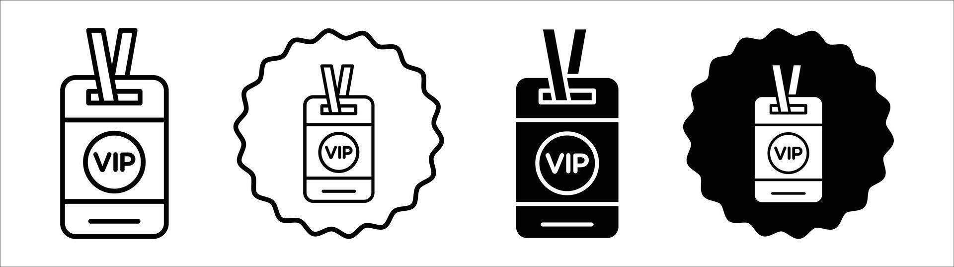 VIP neck tag icon set collection. VIP neck tag Outline flat Icon. vector
