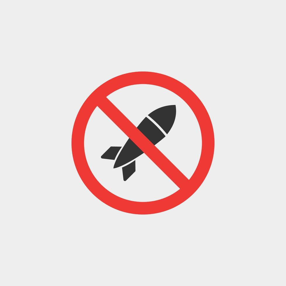 Red Stop Sign Military Weapon Collection. No War Symbol Silhouette Icon vector