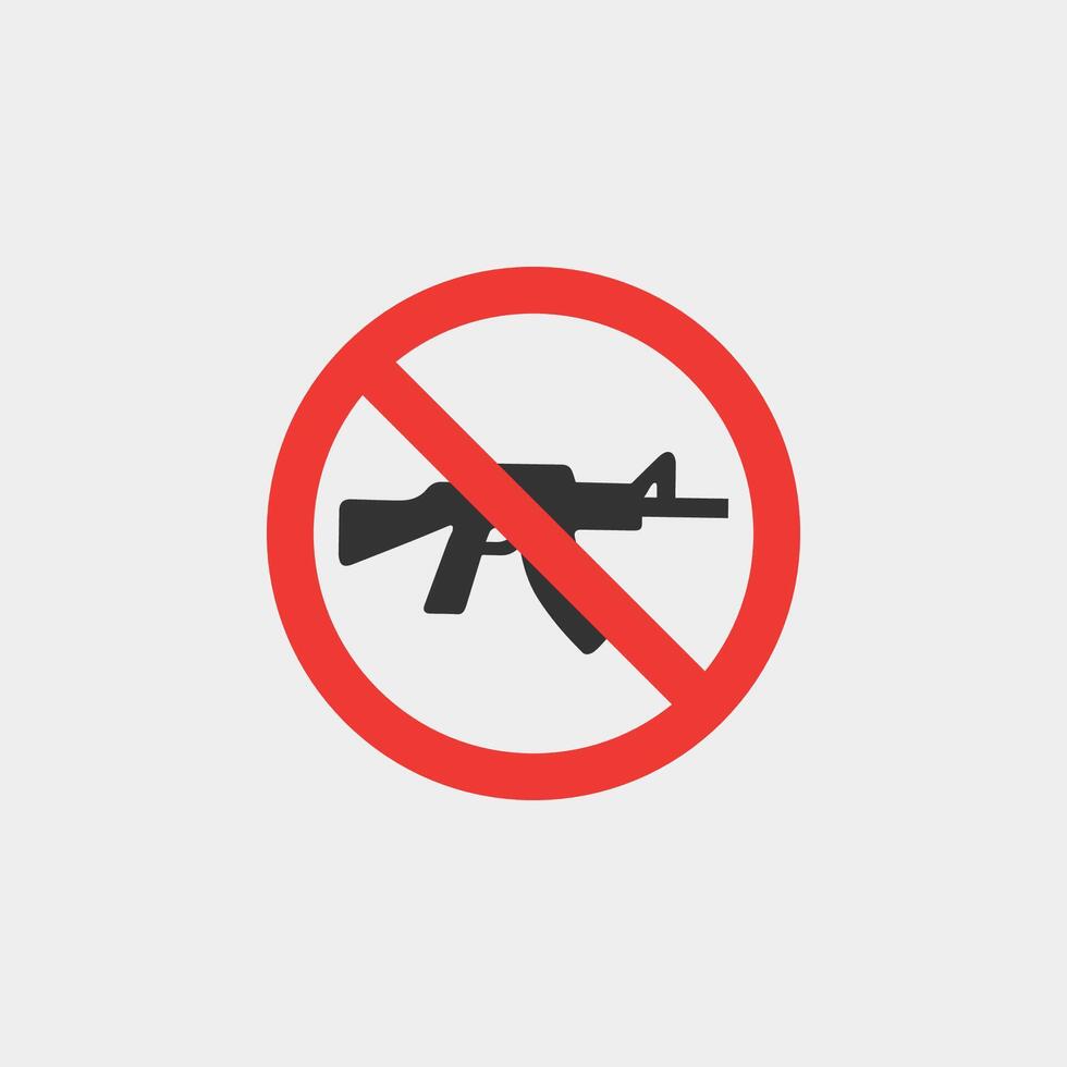 Red Stop Sign Military Weapon Collection. No War Symbol Silhouette Icon vector