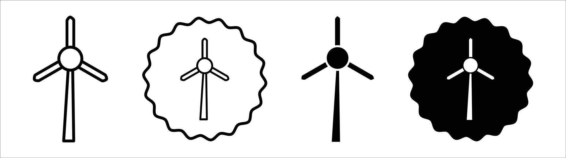 Wind energy icon set collection. Wind energy Outline flat Icon. vector