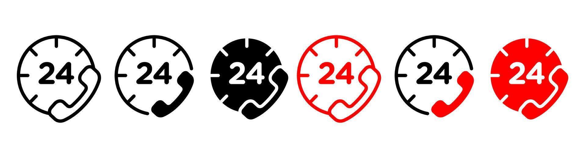 24 7 Emergency call services icon logo set vector