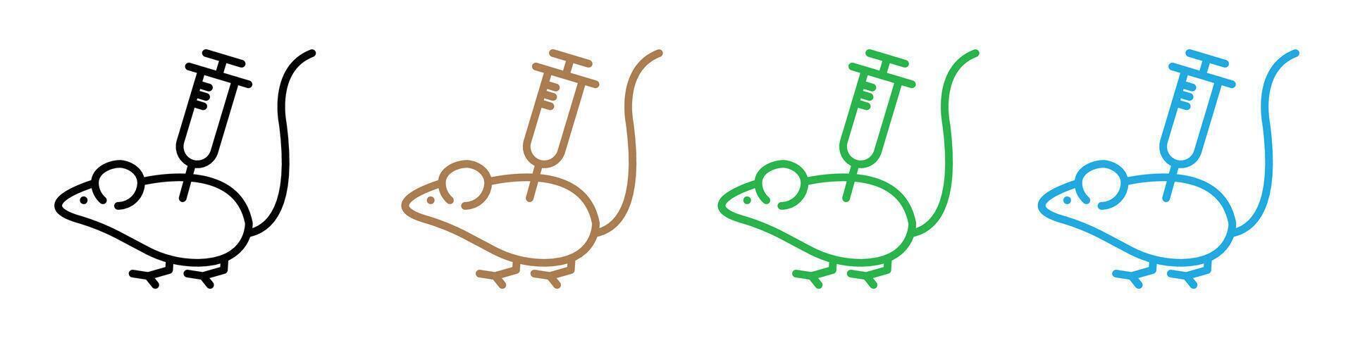 Animal testing icon showing lab rats and chemical beakers, ideal for scientific research and ethical debates vector